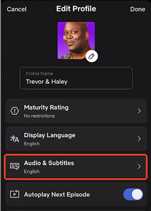 change audio and subtitles on mobile
