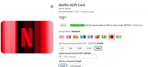 buy netflix gift card on amazon