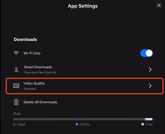 change video quality on ipad