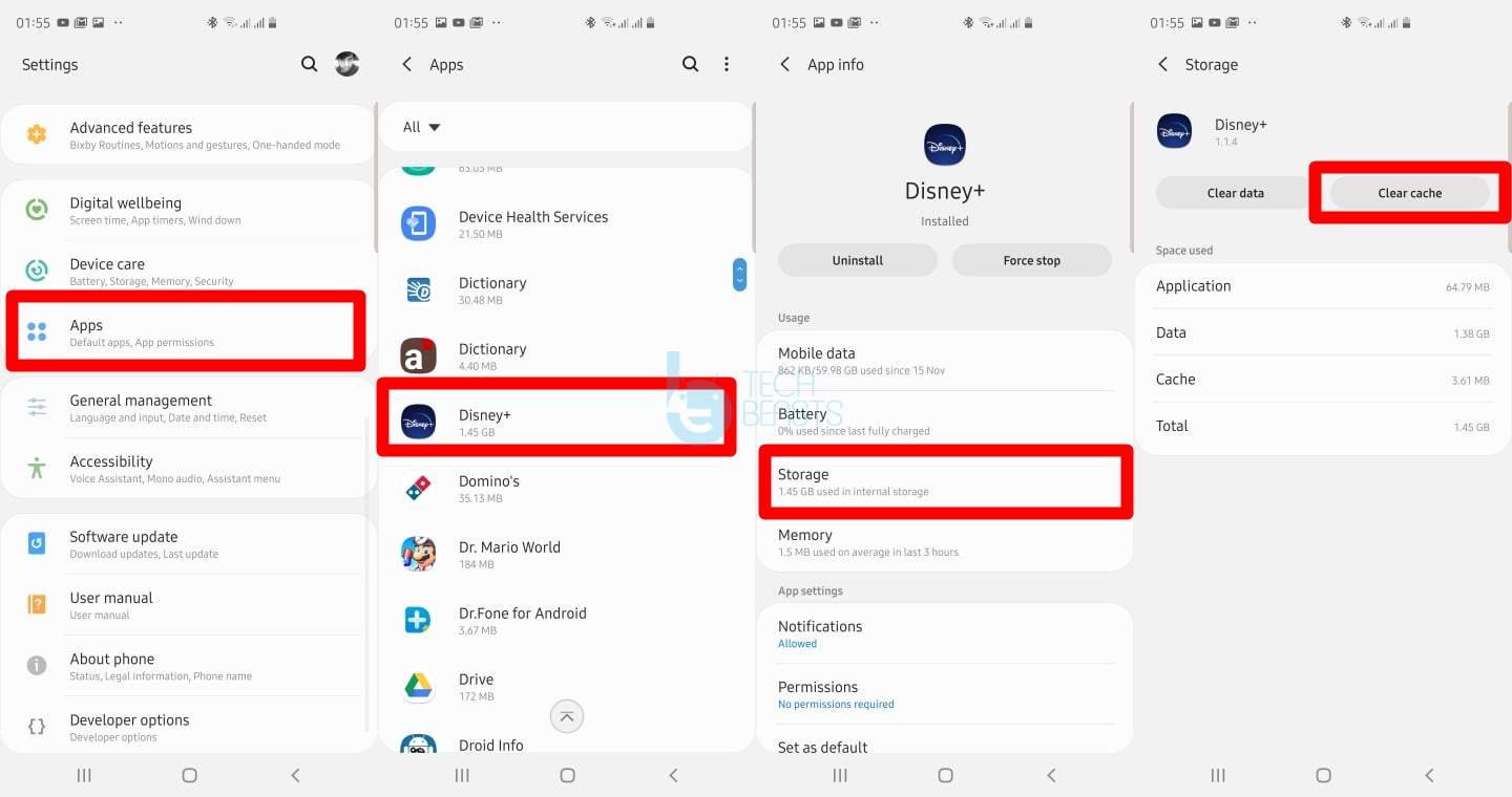 clear disney plus cache on phone