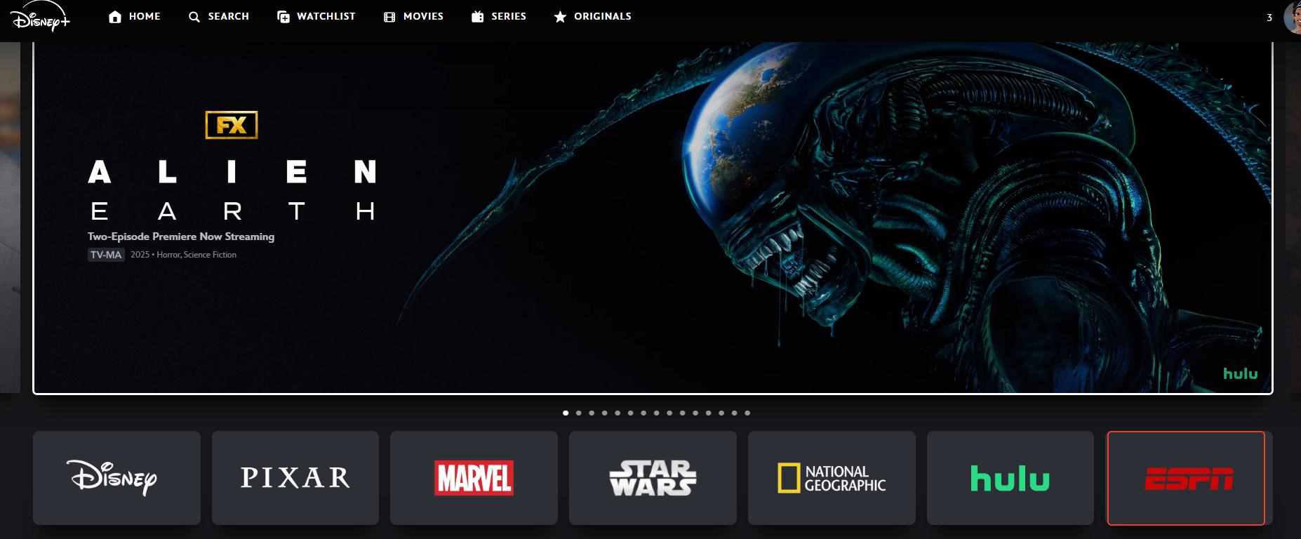 click on espn on disney plus home page