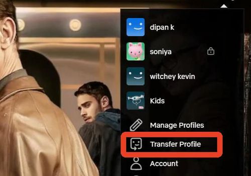 click on transfer profile button in netflix