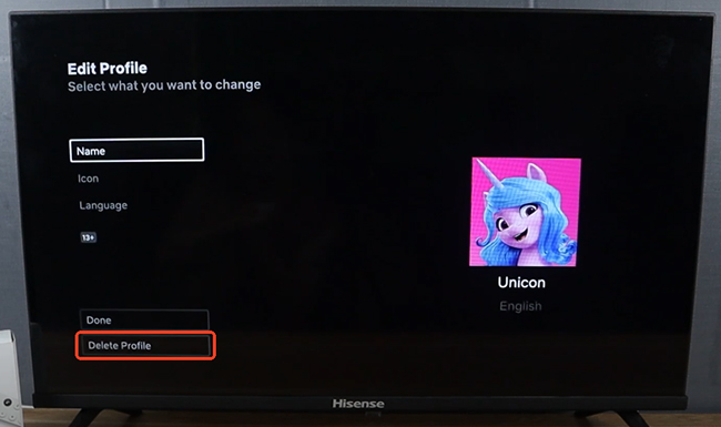 delete netflix profile on tv