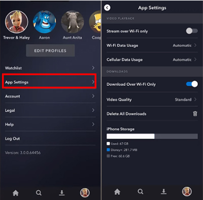 disney plus app settings on iphone
