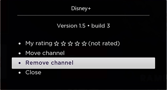 disney plus channel remove roku