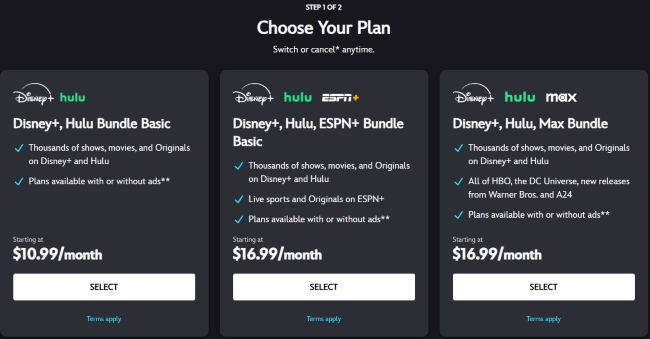disney plus plans page