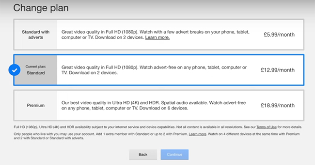 downgrade or upgrade netflix plan