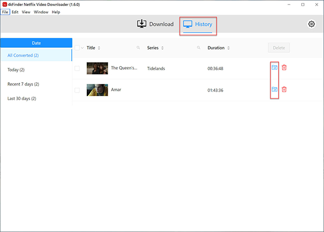 netflix download history in 4kfinder