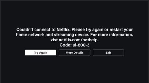 netflix errors how to fix them Error Code UI 800 3