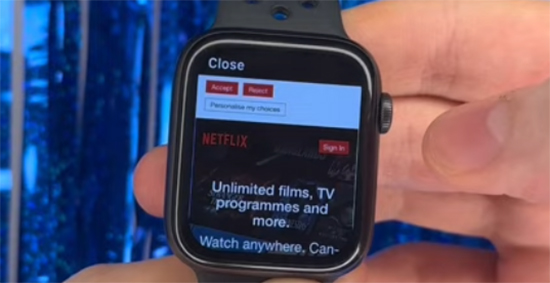 watch netflix on apple watch via web player
