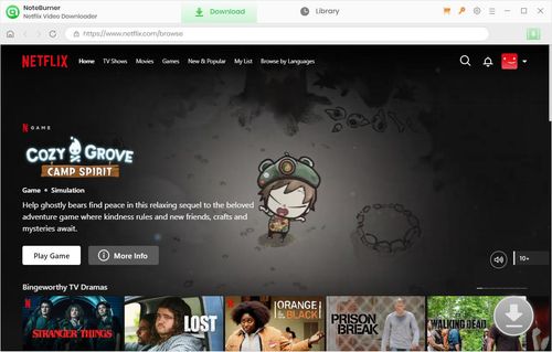 noteburner netflix video downloader main interface