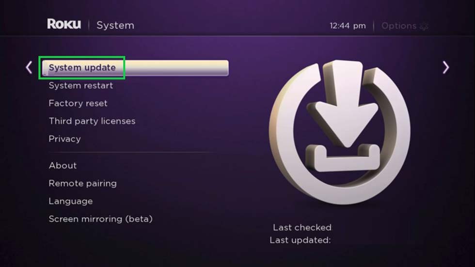 roku system update