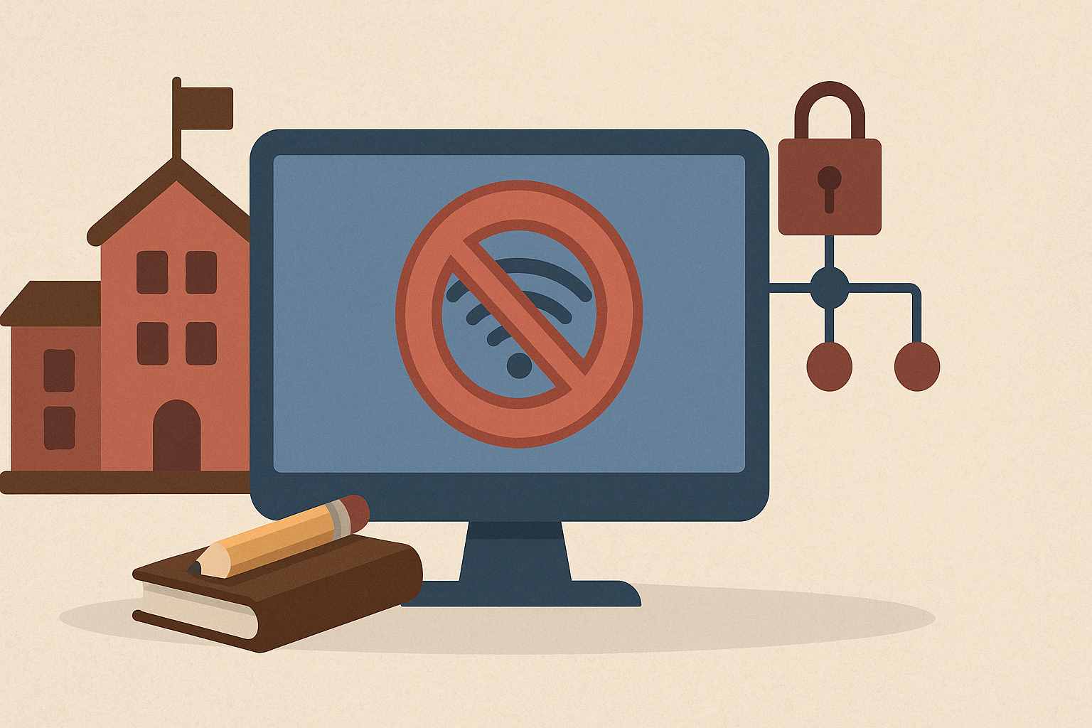 school and workplace firewalls illustration