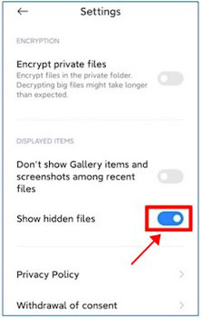 show hidden files android file manager settings