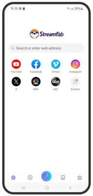 main screen of streamfab for android app