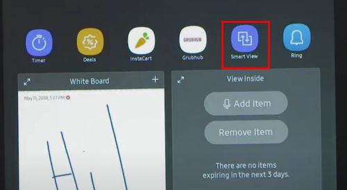 tap smart view on samsung fridge